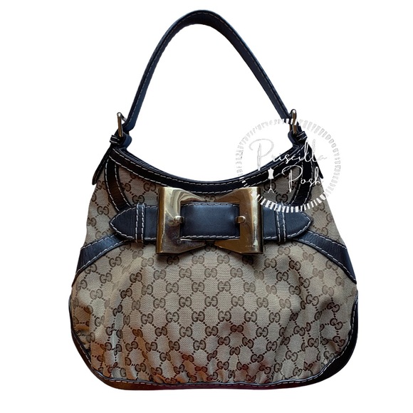 Gucci Handbags - Gucci Hobo Queen Bow Gold Guccisimma Shoulder Bag GG Canvas Shoulder Bag